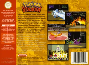 Pokemon Stadium (Europe) box cover back